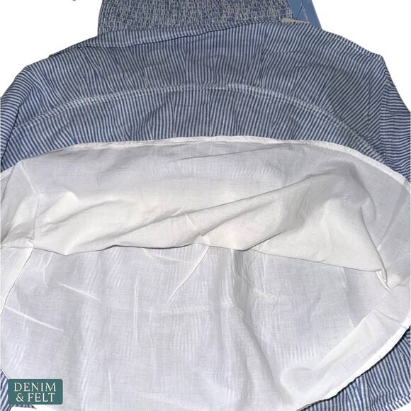 Gymboree Striped Linen-Blend Tiered Blue Puff Sleeve Smocked Dress NEW~NWT!! - Picture 7 of 12